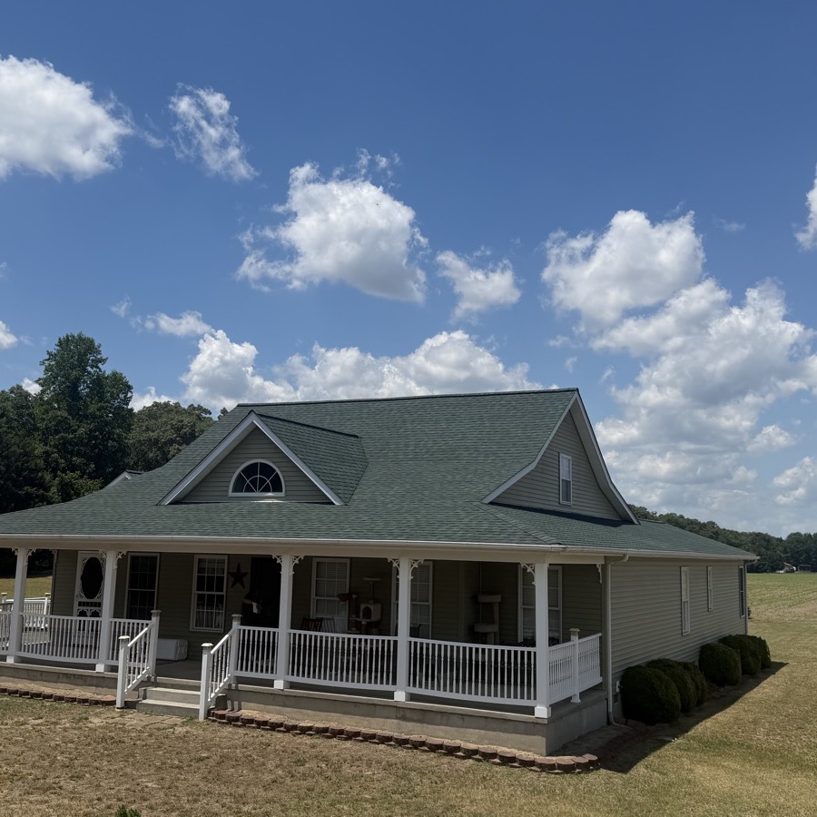 Wraparound-porch farmhouse, full roof replacement